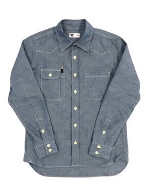 Tellason Blue Raw Japanese Chambray Western Work Topper Shirt Xl Usa